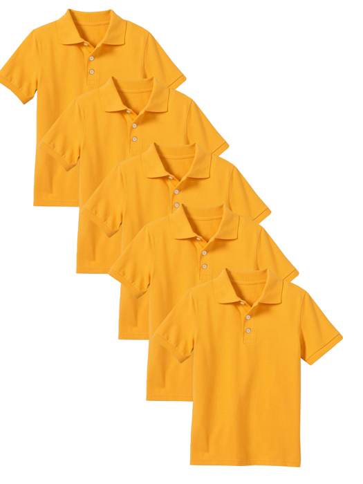 5-Pack School Uniform Tagless Polo Tshirt for Little Boys & Big Boys